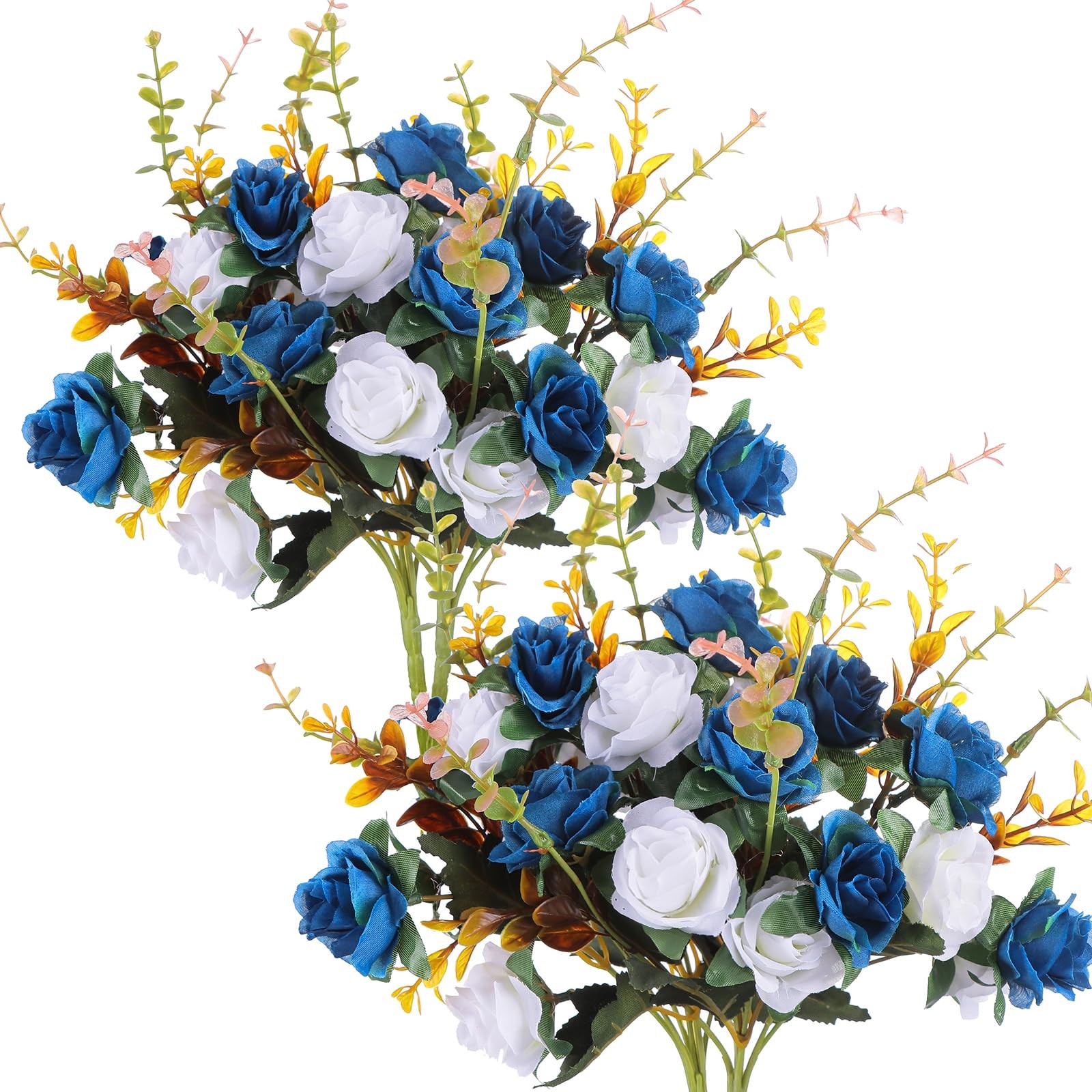 4 Bunches 48 Small Artificial Roses Dark Blue Plastic Silk Flower for Decor gallery