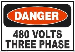Danger 480 Volts Three Phase Electrical Safety Sign Sticker Decal Label D230