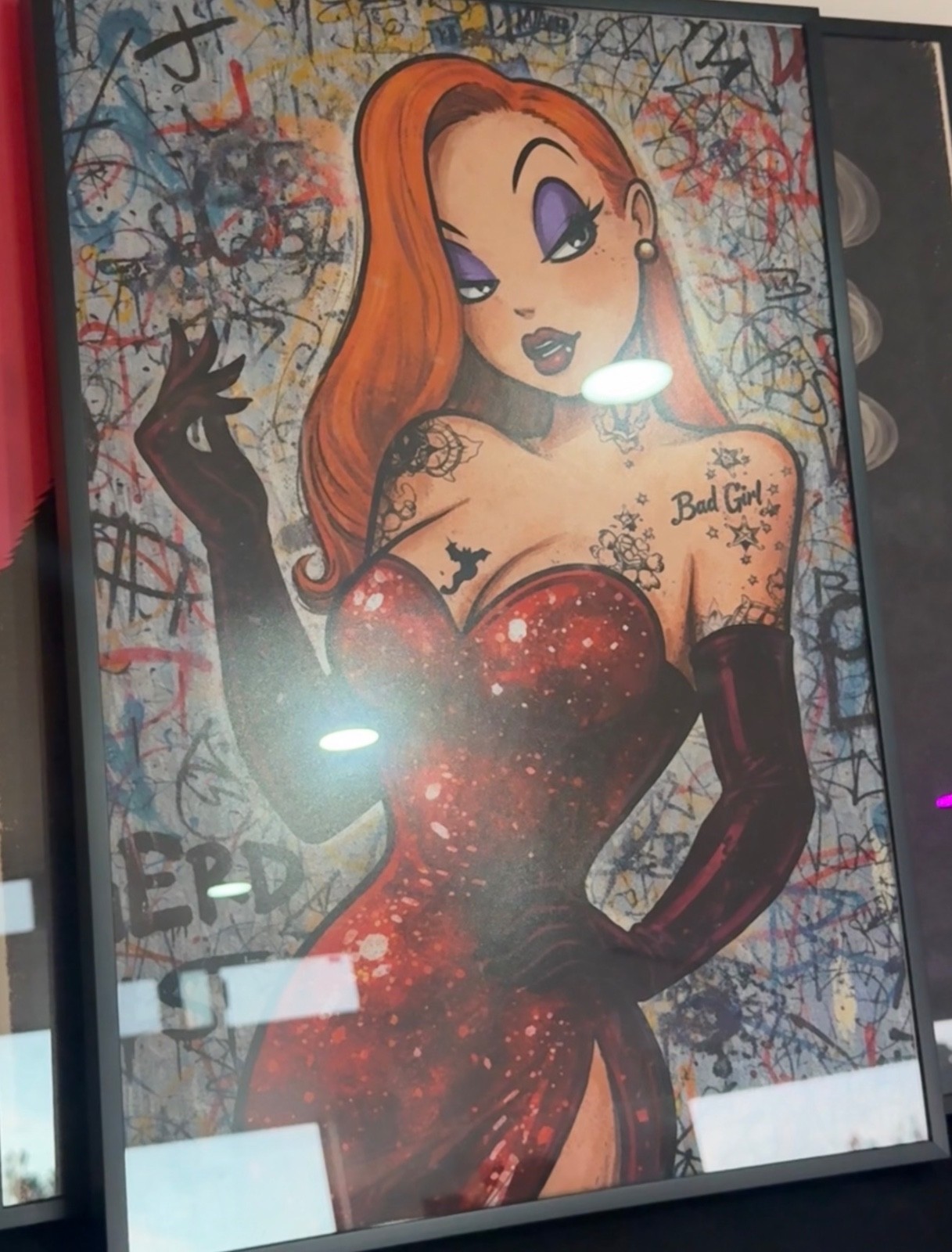 Jessica Rabbit Inspired Graffiti Wall Art - 14x20 Original Art By ME3G gallery