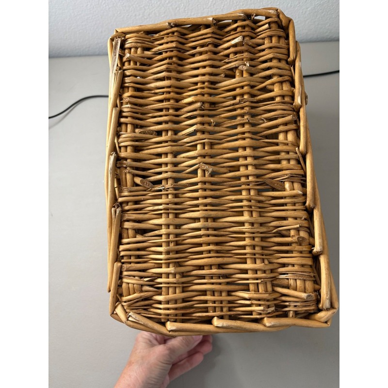 Natural Woven Wicker Storage Basket Rectangular Willow Bin with Handles Brown gallery