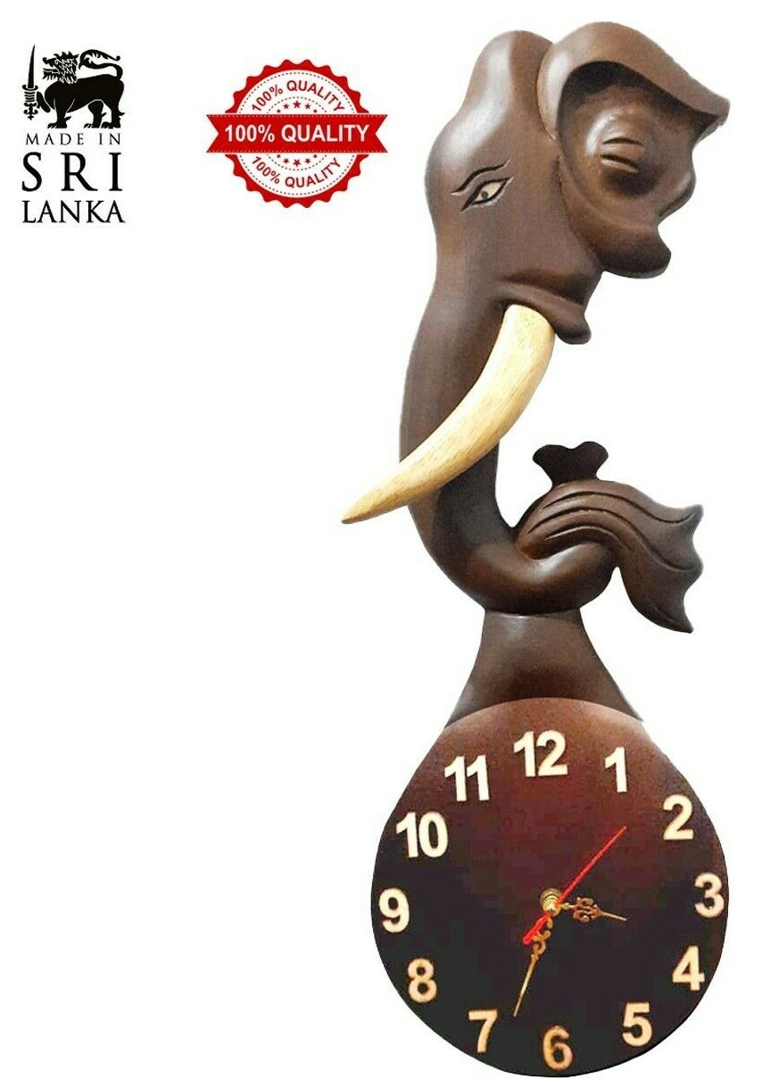 VINTAGE LARGE ROUND WALL CLOCK TRADITIONAL RUSTIC HANDMADE WOODEN HOME DECOR gallery