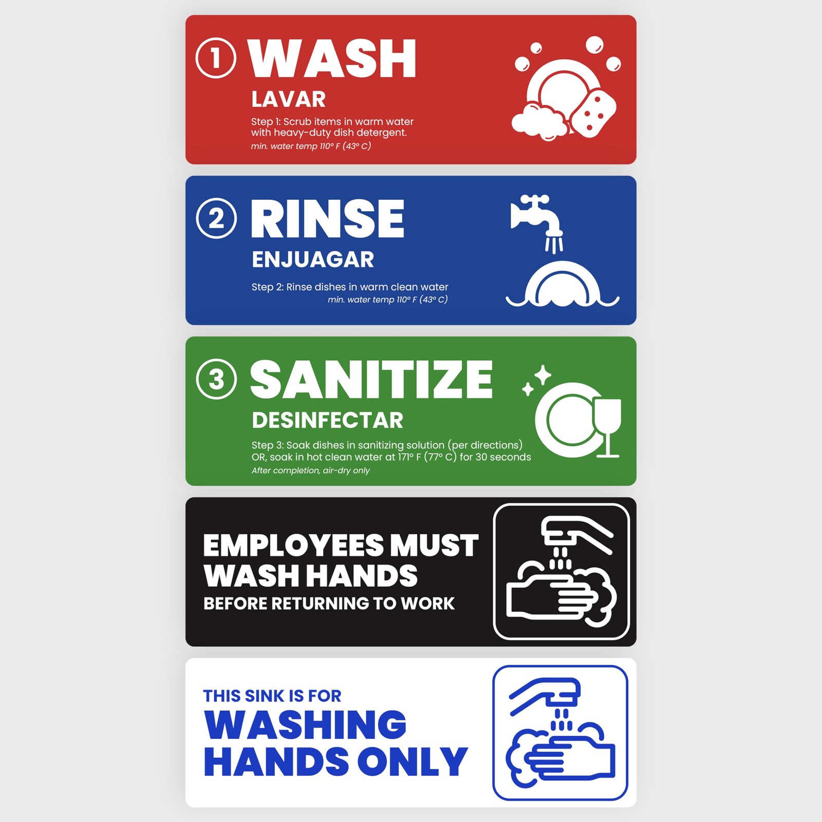 [Enhanced] Wash Rinse 1 Set, Sanitize + Hand + Employees gallery