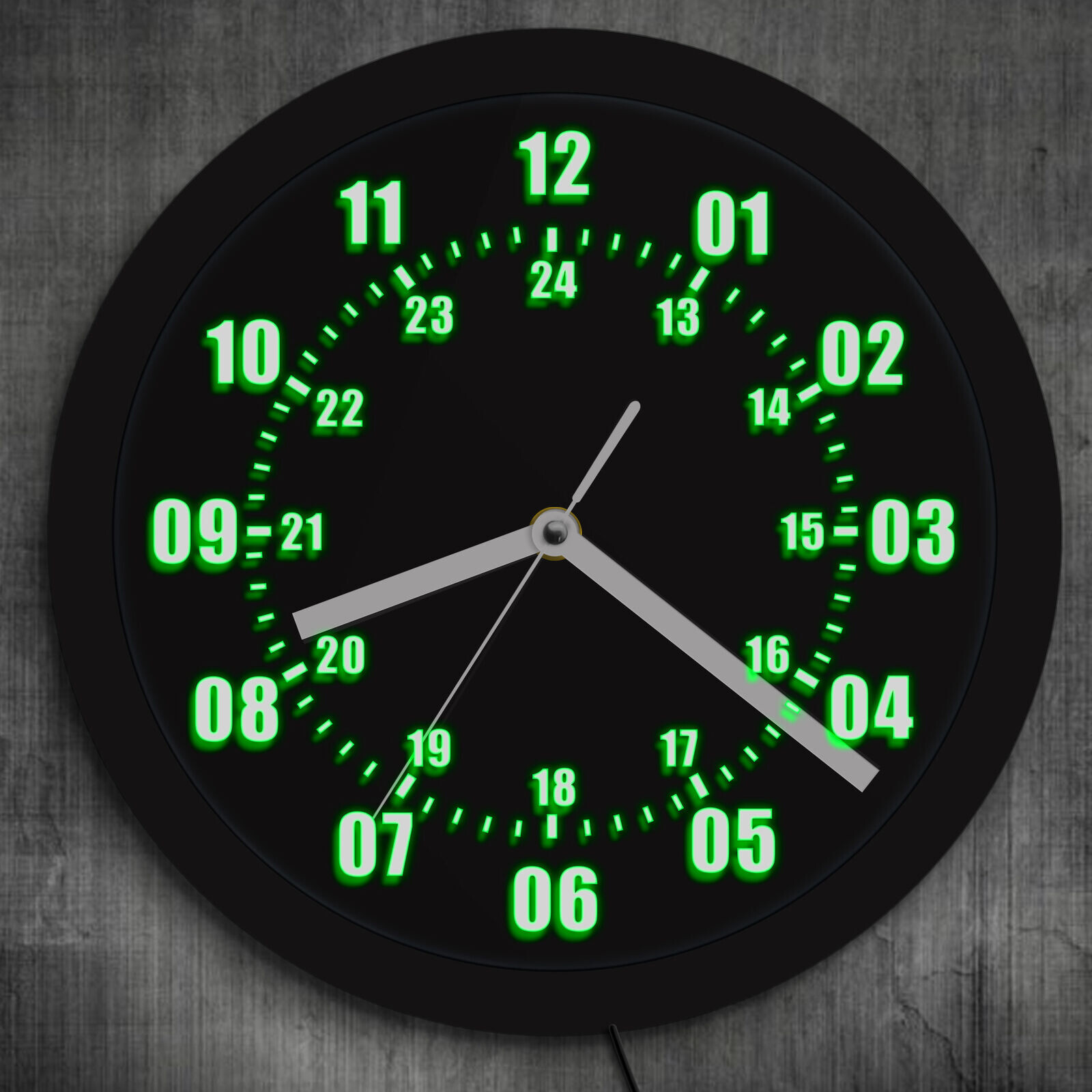 Retro Military Pattern Wall Clock W/ LED 12/24 Hour Display 7 Colors Backlight gallery