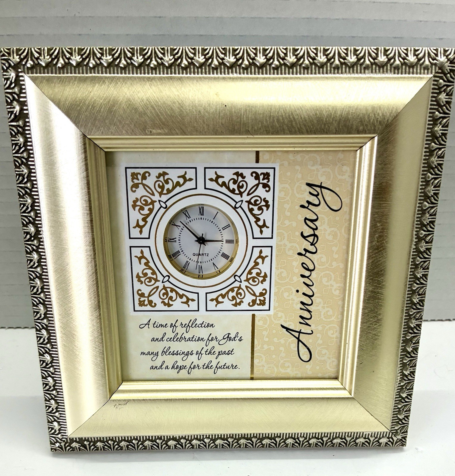 Framed Table Clock Anniversary Gift for Couple Parents Heartfelt 2011 Vtg gallery