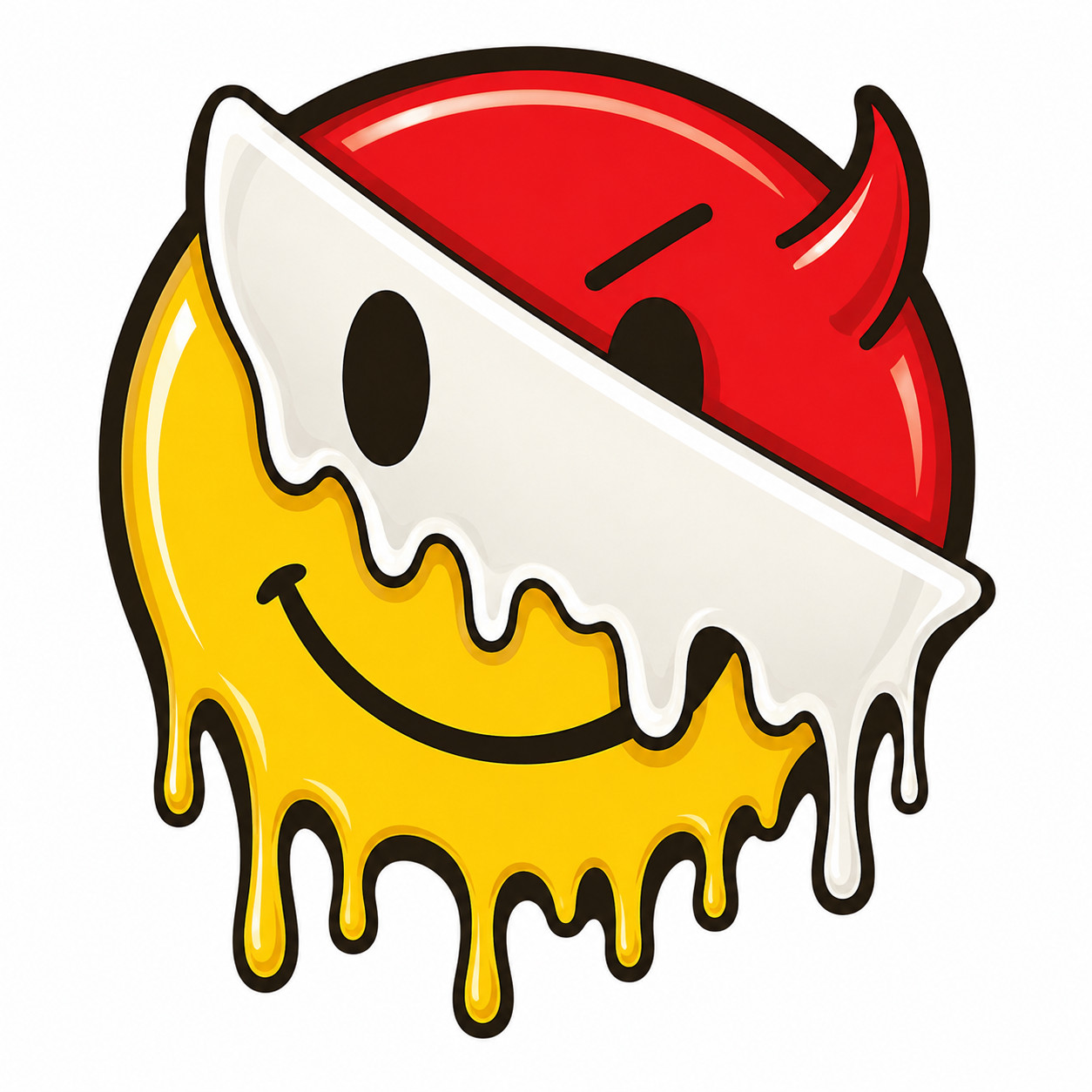 HAPPY FACE - DEVIL - STICKER - CUTE - FUN - DEVIL - MELTING - STICKER / DECAL gallery