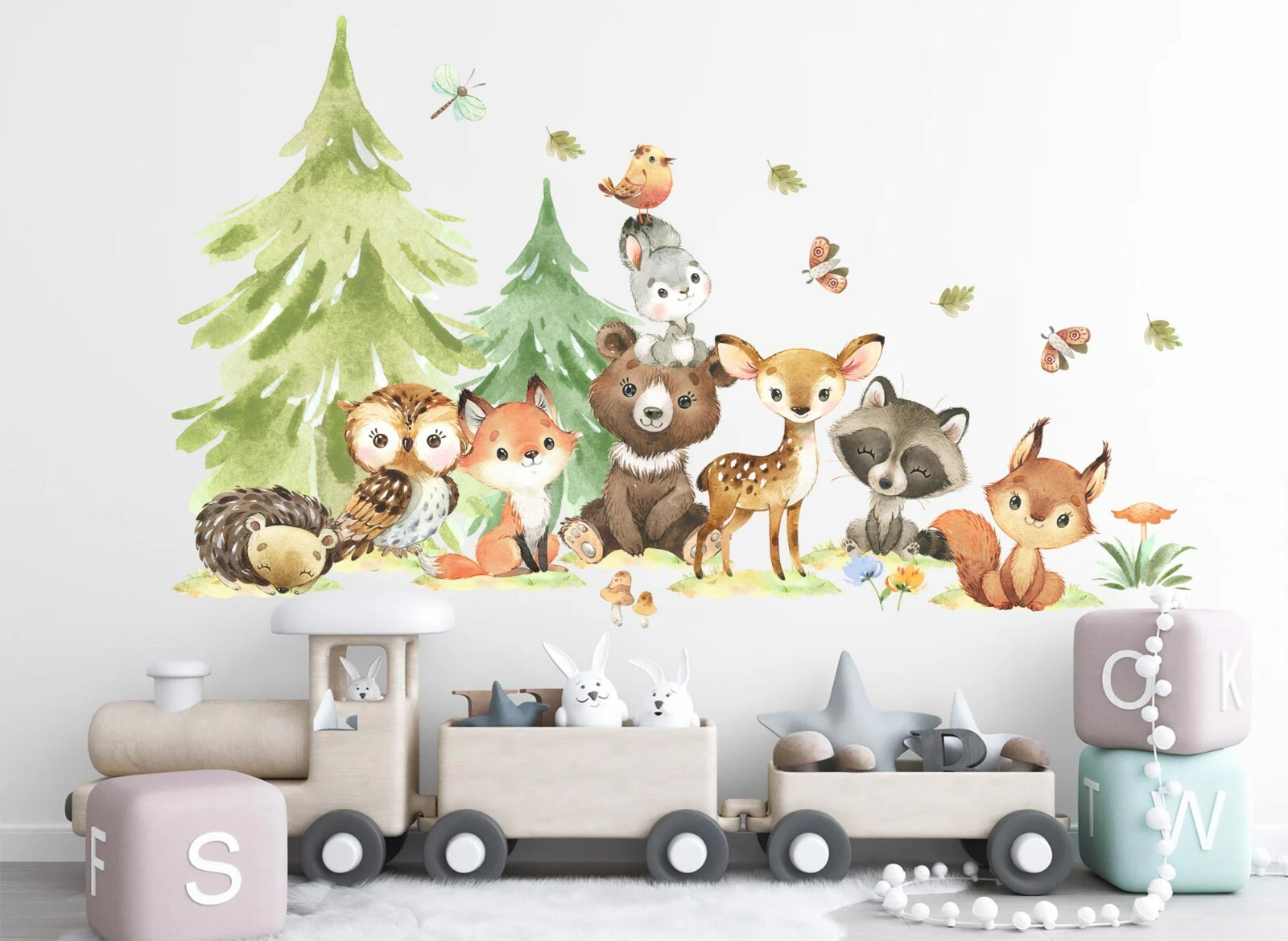Forest Animals Fox Rabbit Bear Wall Sticker Decoration Nursery Wall Decal Sticke gallery