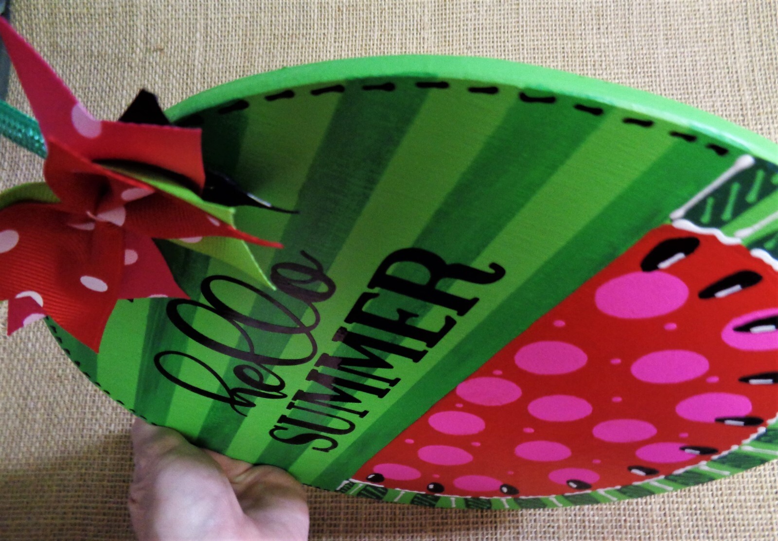 Hello Summer Watermelon Circle Wall Door Indoor Outdoor Decor Porch Patio Deck gallery