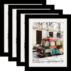 8×10 Black Picture Frames Nature Solid Wood 4 Pack for Wall Mounting and Tabl…