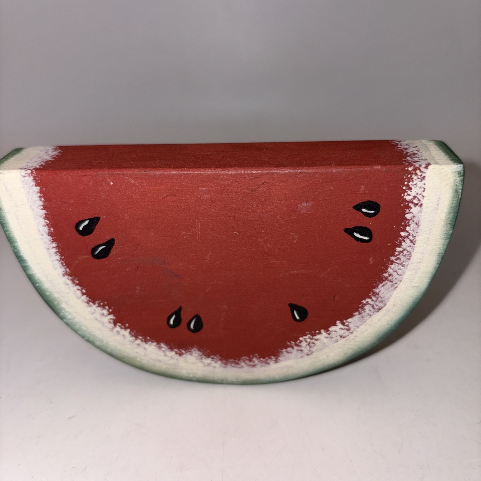 Wooden Hand Painted Watermelon Slice Folk Art 4.5 gallery