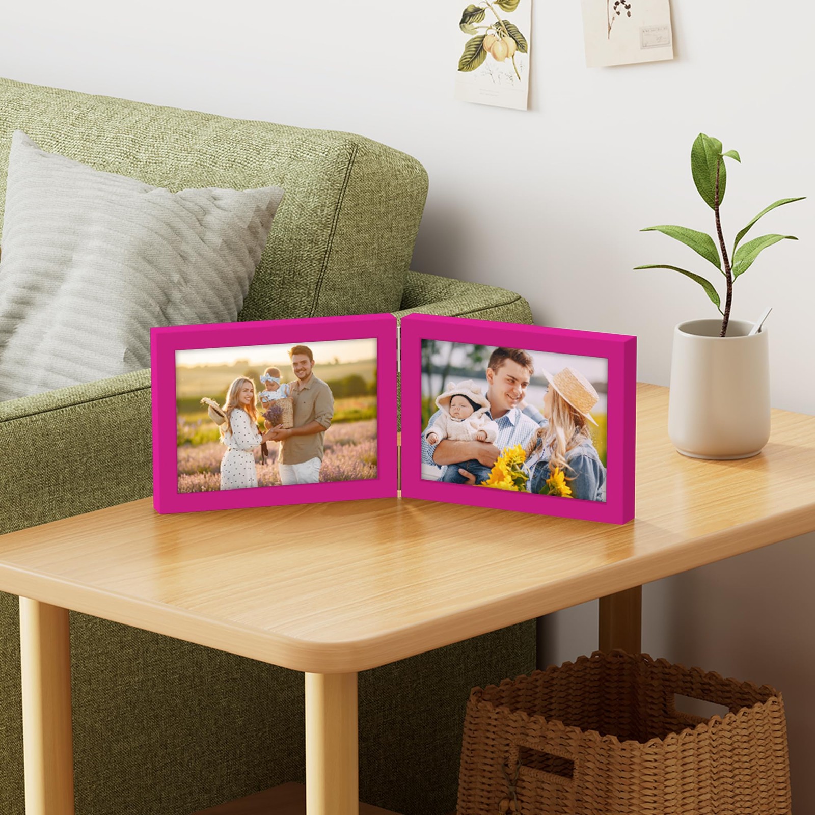 Double 7x5 Picture Frame Horizontal, Engineered Wood Bifold Photo Frame with ... gallery