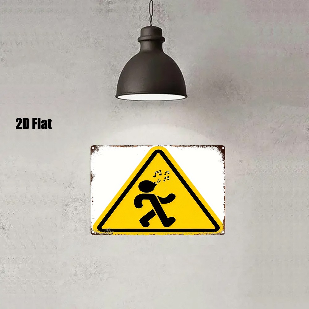 Retro triangular metal sign with walking figure and music notes for wall art gallery