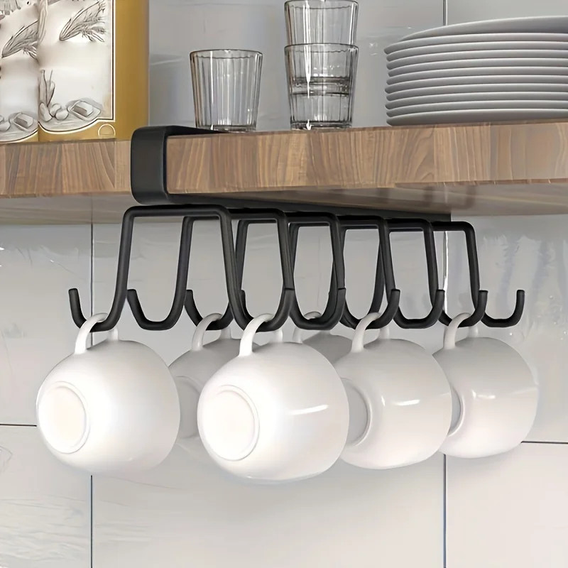 1PC Under Shelf Mug Holder Rack Kitchen Cabinet Coffee Cup Storage Hooks Hanger gallery