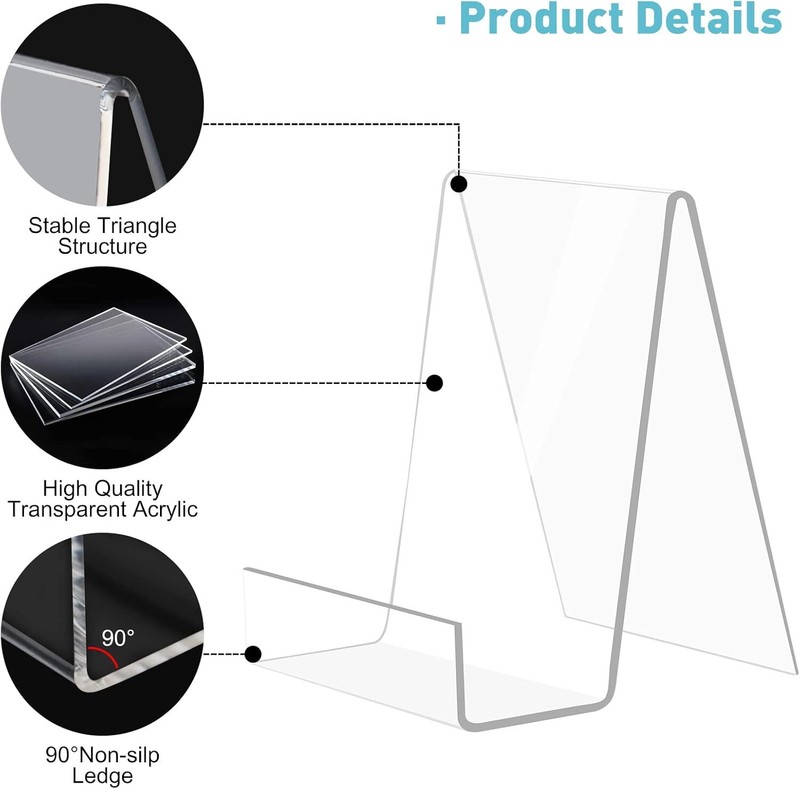 6 Pack Acrylic Book Stand Clear Easel Stand for Display Book Display Holder Tool gallery