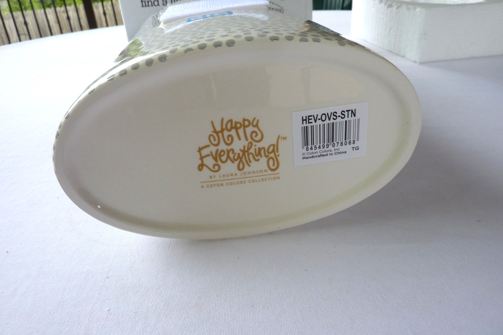 NEW - Happy Everything!™ - Stone Small Dot Big Oval Vase - HEV-OVS-STN gallery