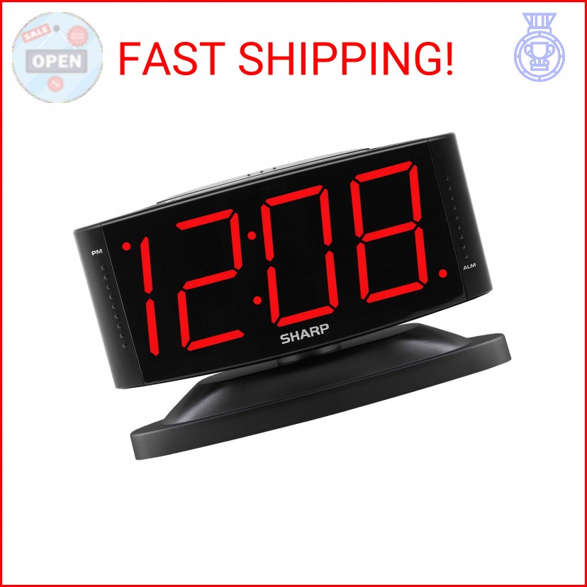 Sharp Home LED Digital Alarm Clock – Swivel Base - Outlet Powered, Simple Operat gallery