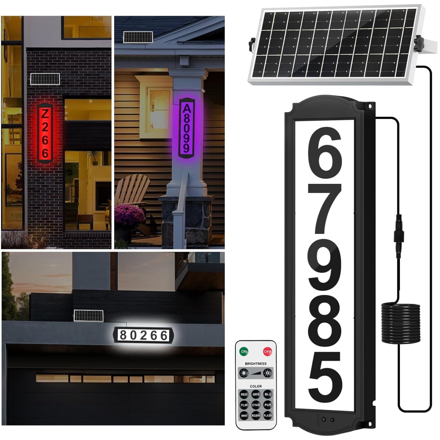 Customizable Solar Address Sign with Multi-Color LED for Enhanced Visibility gallery