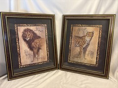 Home Interior J Gibson Lion & Leopard Framed Wall Art Animal Print Border Safari