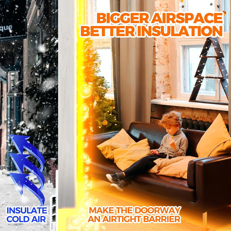 Premium Door Draft Stopper - Insulator & Noise Blocker, White Adhesive Strips gallery