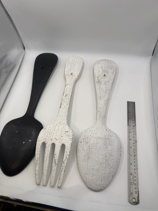Rustic Kitchen Wall Decor Fork and Spoon Utensils Dining Room Breakfast 20" 3 Pc gallery