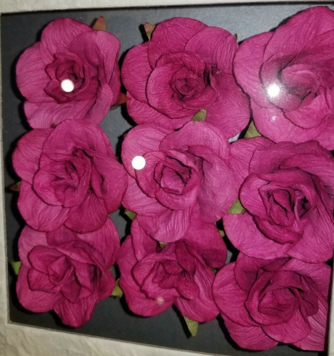 Hanging Shadow Box 91/2" x 21/4" Fuchsia Roses Lovely made in Thailand NEW gallery