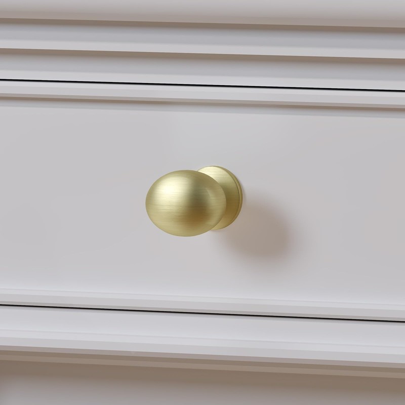homdiy 20 Pack Solid Gold Cabinet Knobs 1-5/16 inch Oval Brushed Gold Drawer ... gallery