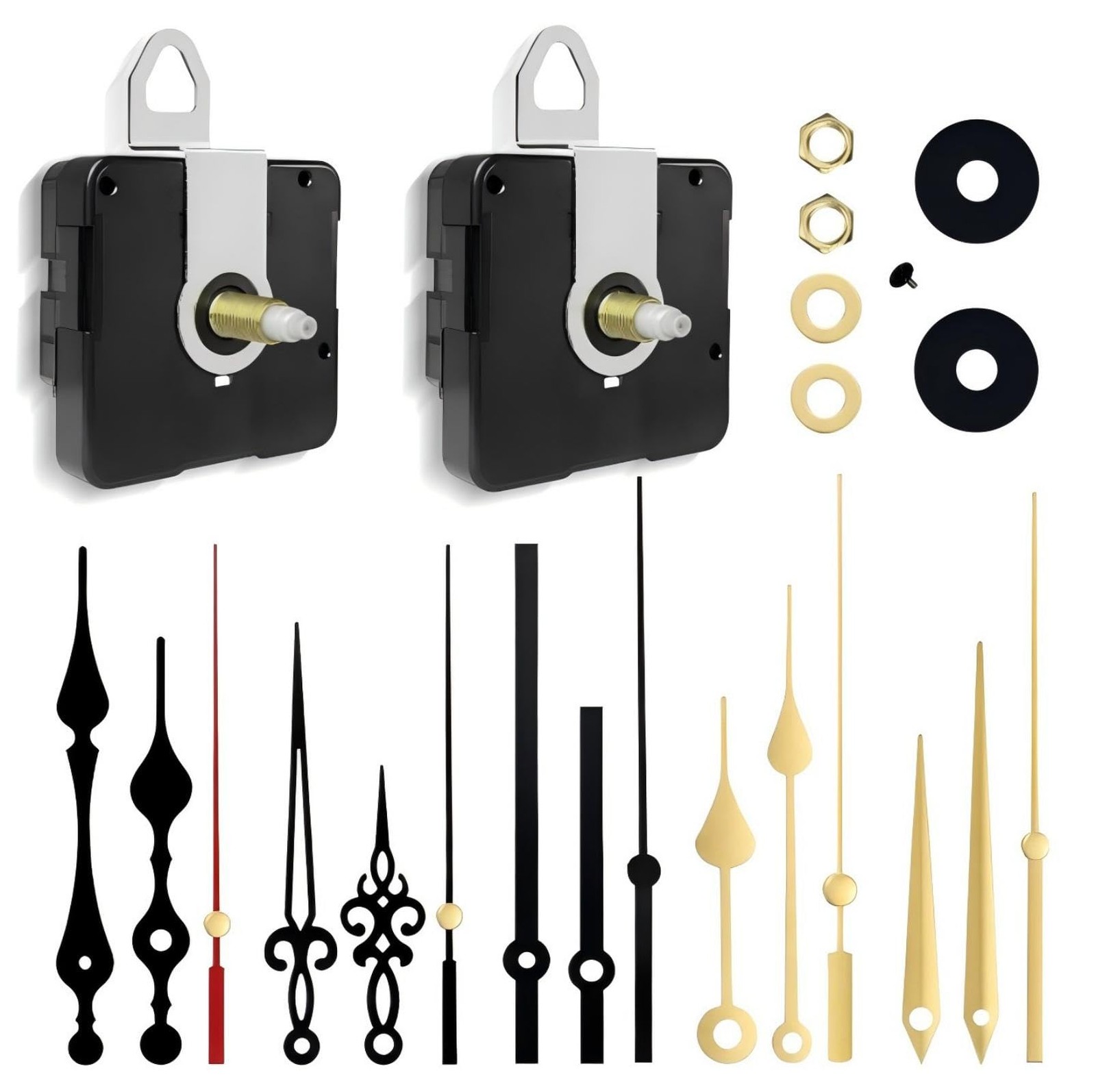 TLARTDF 2Pcs Quartz Clock Mechanism 2pcs (16mm+23mm) Mechanisms, Black gallery