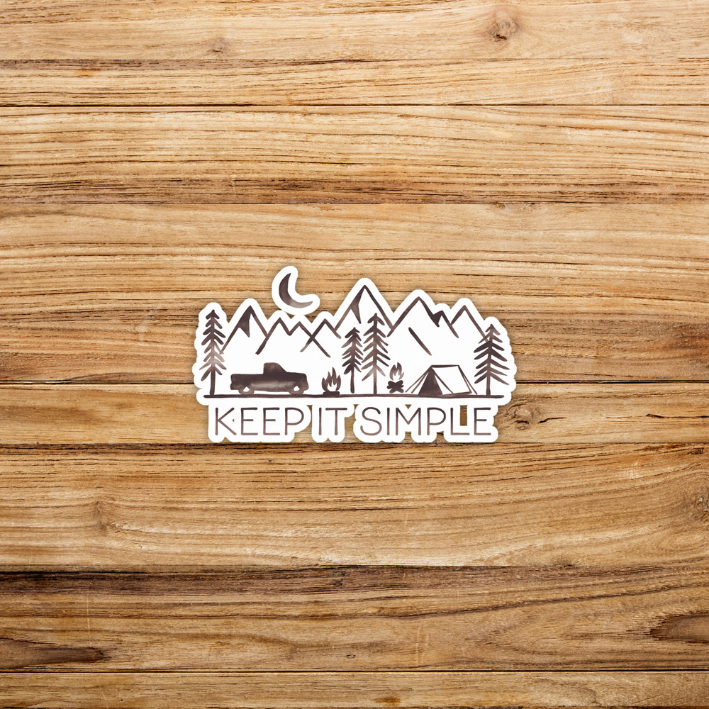 Rustic Camping Adventure Keep It Simple Sticker - Outdoor Wilderness Decal #157