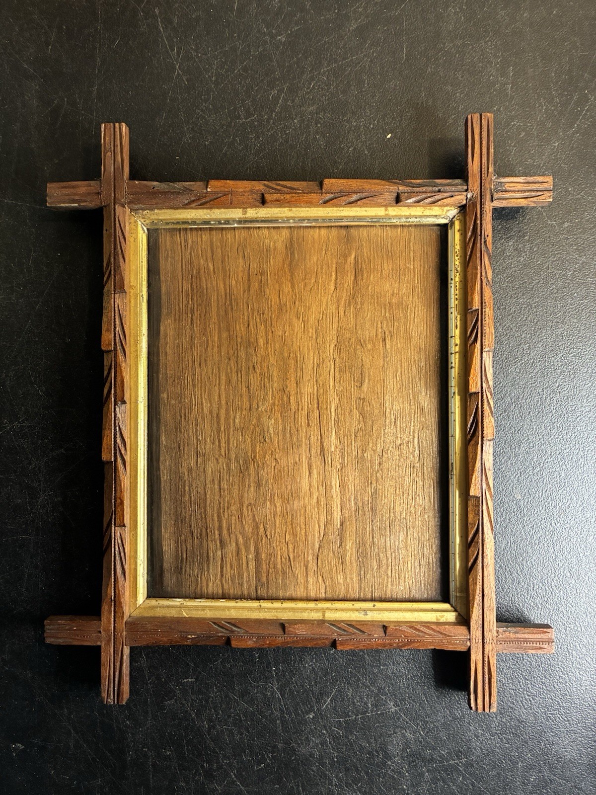 Antique Cruciform Stained Oak Frame Rustic Mission 8x10” Rare Prop Arts & Crafts gallery