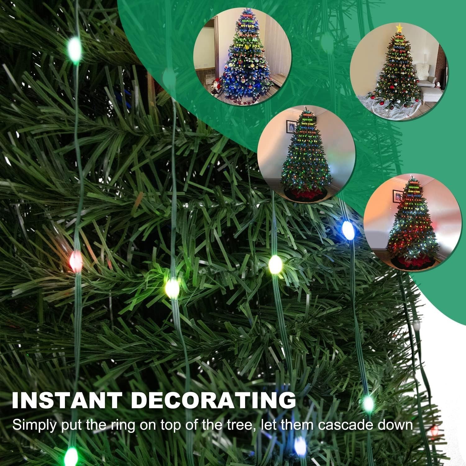 Christmas Tree String Lights Decorations with Ring Smart APP, 400 LED Waterfa... gallery