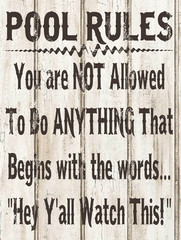 Sun Protected Pool Rules Rustic Not Allowed to do Anything That Begins Hey Y’all