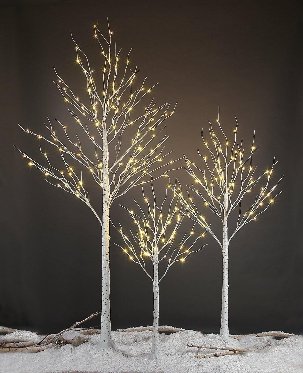 LED Birch Tree Light Set - 4ft, 6ft, 8ft Trees with Warm White Lights - Indoor O gallery