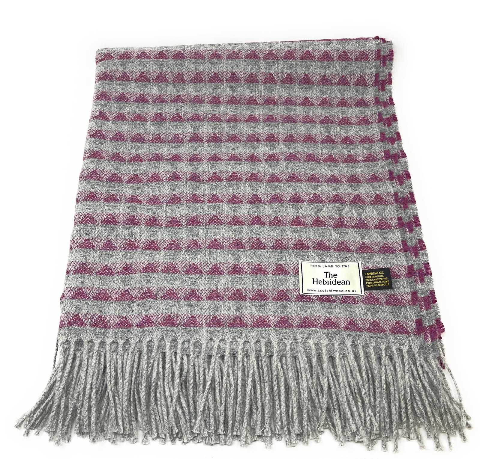 100% Wool Blanket/Throw/Rug - Grey & Purple Geometric Check gallery