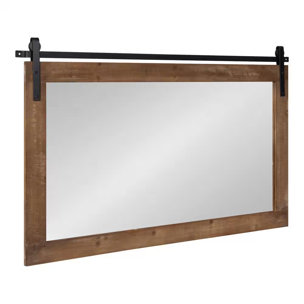 Cates 24 In. X 40 In. Classic Rectangle Framed Rustic Brown Wall Accent Mirror gallery