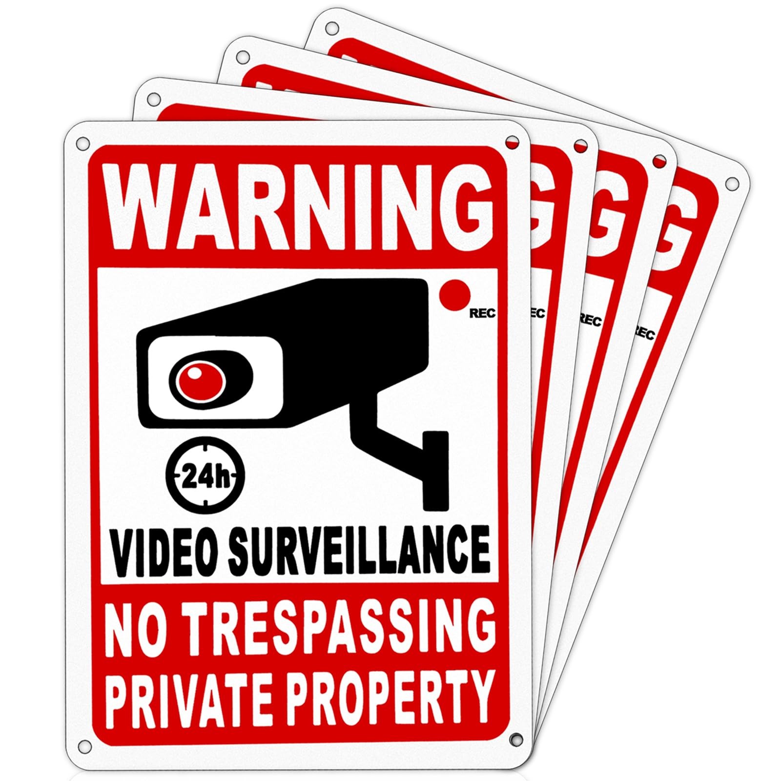 4 Pack Large Warning Security Cameras In Use Metal Sign for House Business gallery