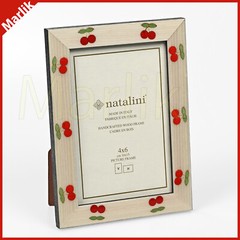 Natalini Handmade Italian Frame 4×6″ ( 10×15 cm ) Ivory/Red, Cherry Pattern, NEW