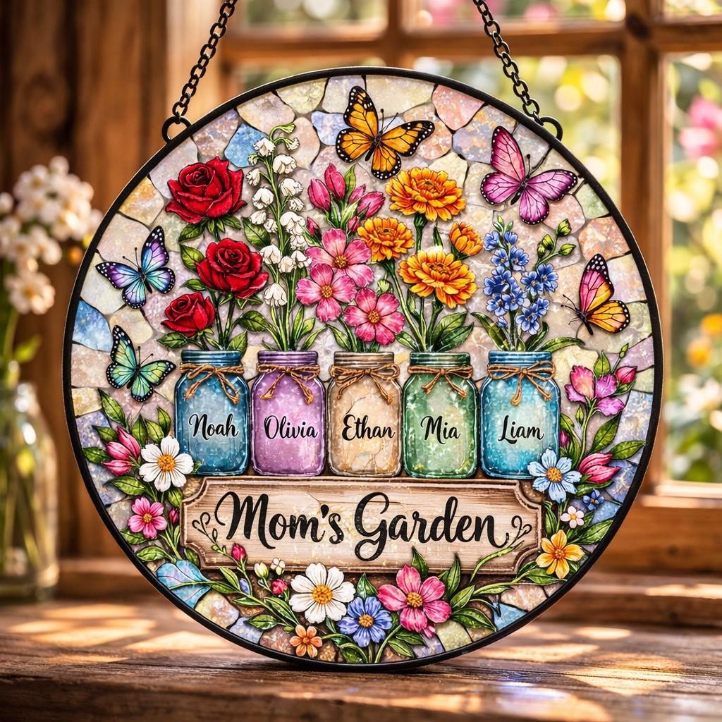 Personalized Mother's Day Suncatcher, Custom Birth Flower, Mom’s Bunch Gift gallery