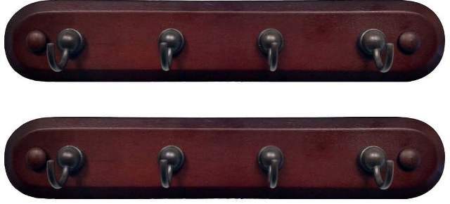 Spectrum Diversified 4 Hook Key Rack - Walnut Wood/Bronze - 2 Count gallery