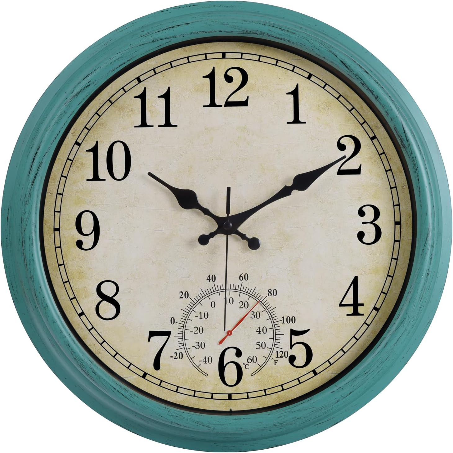 16 Inch Large Outdoor Clock, Waterproof Wall Clock with Thermometer, Battery Ope gallery