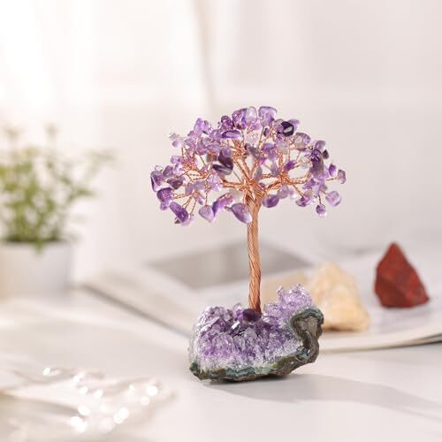 Natural Amethyst Crystal Tree with Amethyst Cluster Crystal Base Money Tree F... gallery