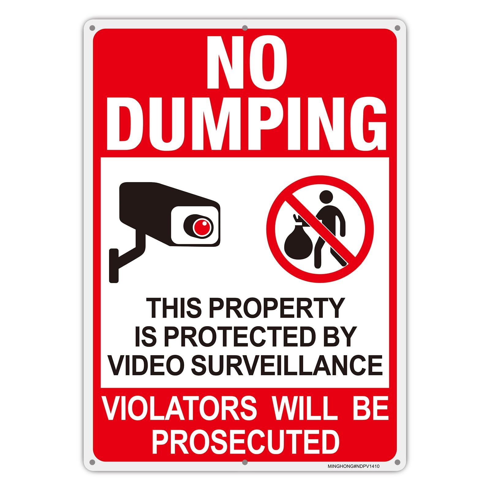 1 Pack No Dumping Sign Video Surveillance, 14x10Inch 14x10Inch, 1 Pack-Red(B) gallery