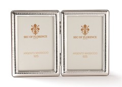 5″x 3,5″ in Solid 925 Sterling Silver Photo Frame 7372/9x13DOPPIA Wood Back USA