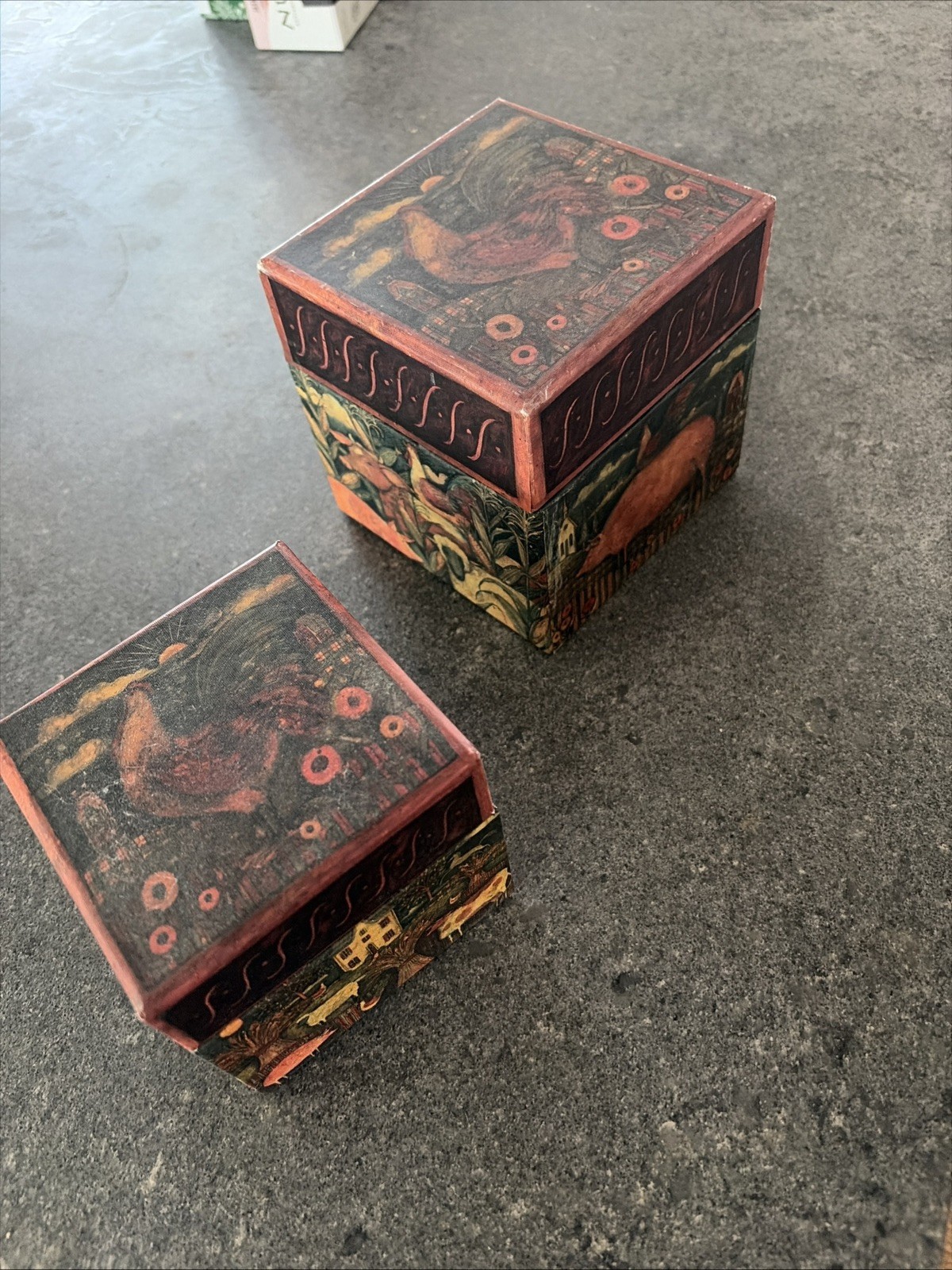 Bobs Boxes Primitive Rise & Shine On The Farm Nesting Storage Boxes Set Of 2 gallery