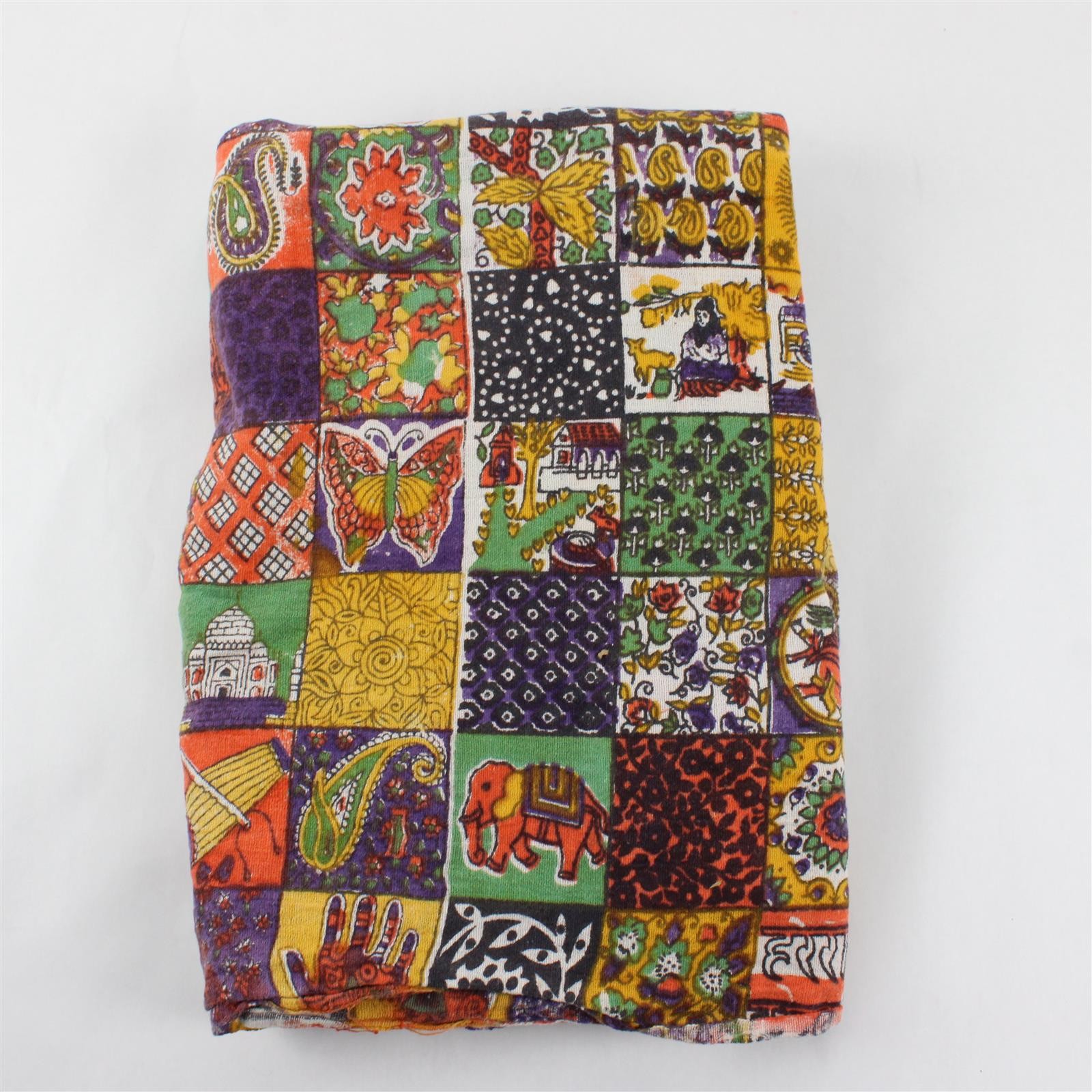 Unbranded Large Cotton Multicolor Hand-Printed Motif Tapestry 5ftx7ft gallery