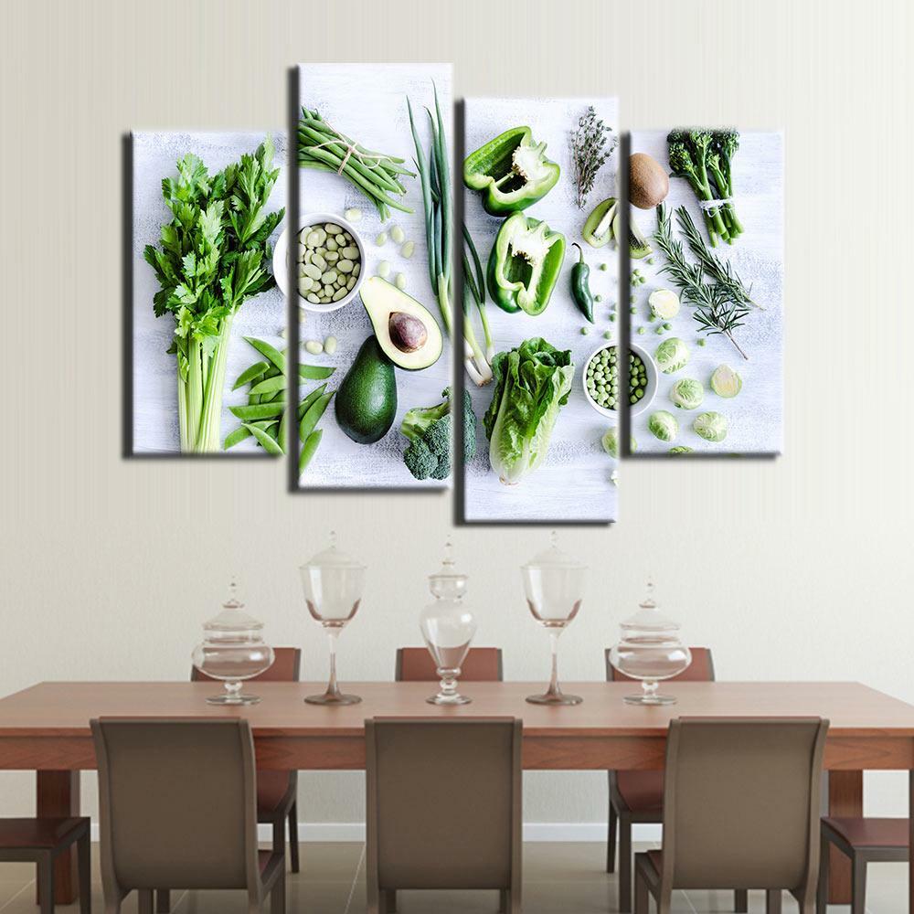 Kitchen Dining Room Food Restaurant Framed 4 Piece Canvas Wall Art Painting Wall gallery
