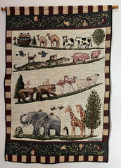 Vintage Coco Dowley Noah’s Parade Ark Tapestry Wall Hanging 17×25. Made in USA