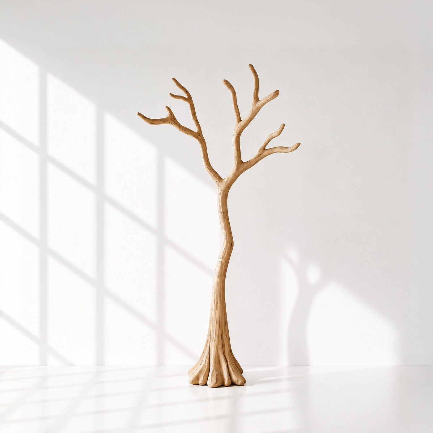 Coat Rack Natural Solid Wood Tree Standing Entryway Hat Organizer gallery