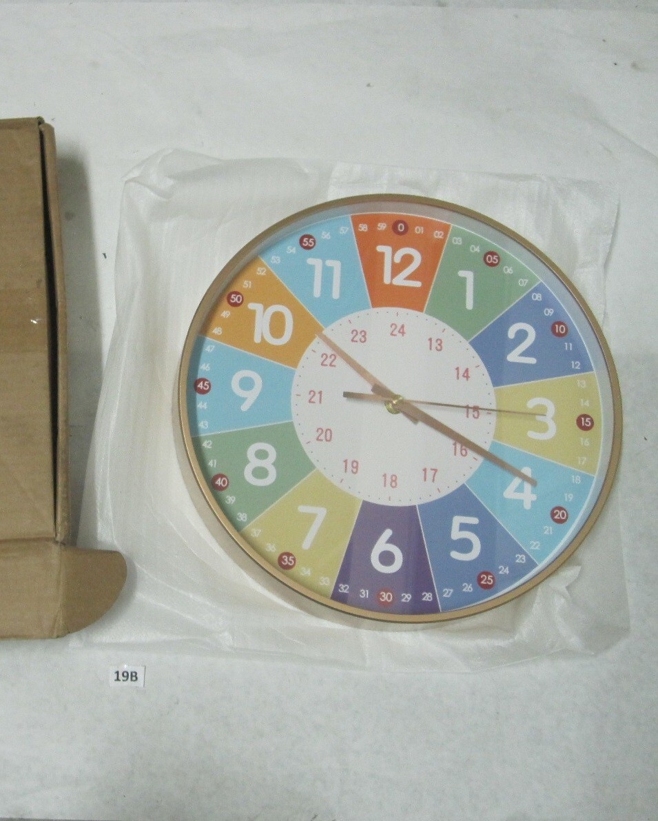 12inch Children Clock Mute Wall Hour Minute Second Cognition Colorful Colorful gallery