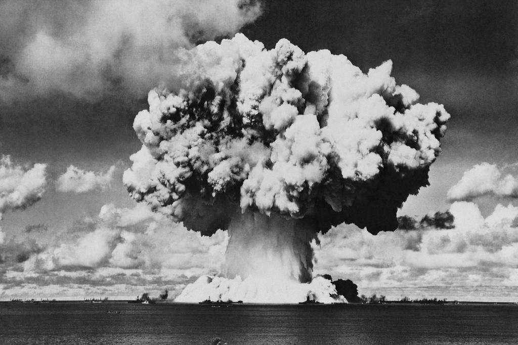 Nuclear Bomb Explosion Baker Day Test B&W Photo Art Print Poster 24x36 inch gallery