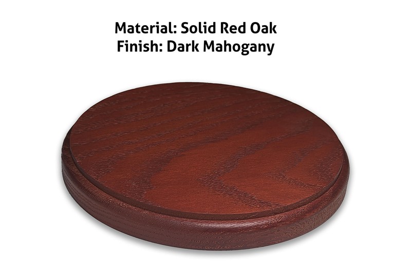 Round Display Base, Solid Red Oak, Mahogany Stain, 7/8 in thick gallery