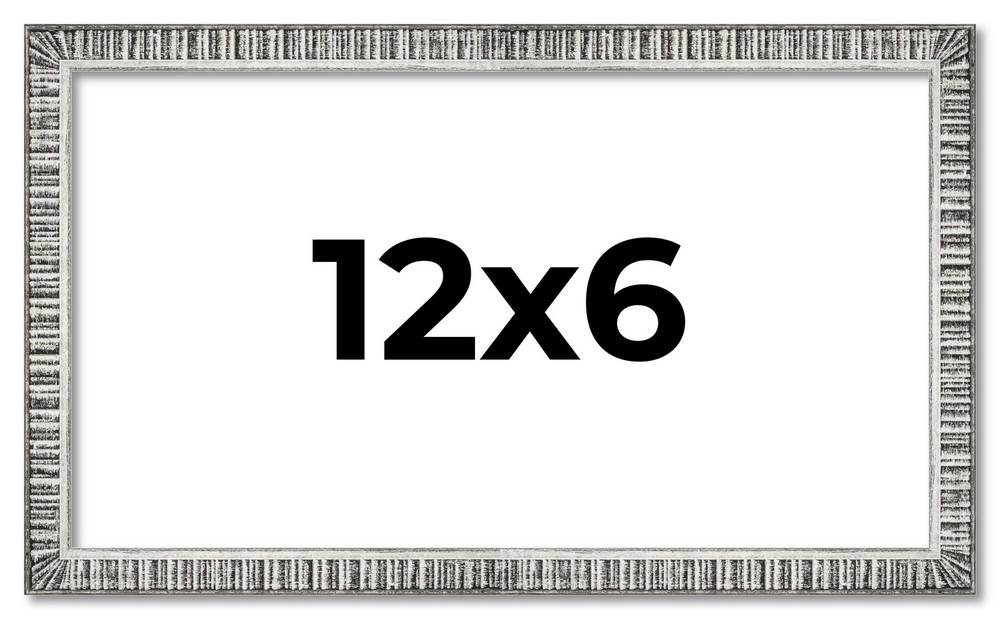 12x6 Frame Silver Grey Distressed Solid Wood Picture Frame | 0.75 Inch Moulding